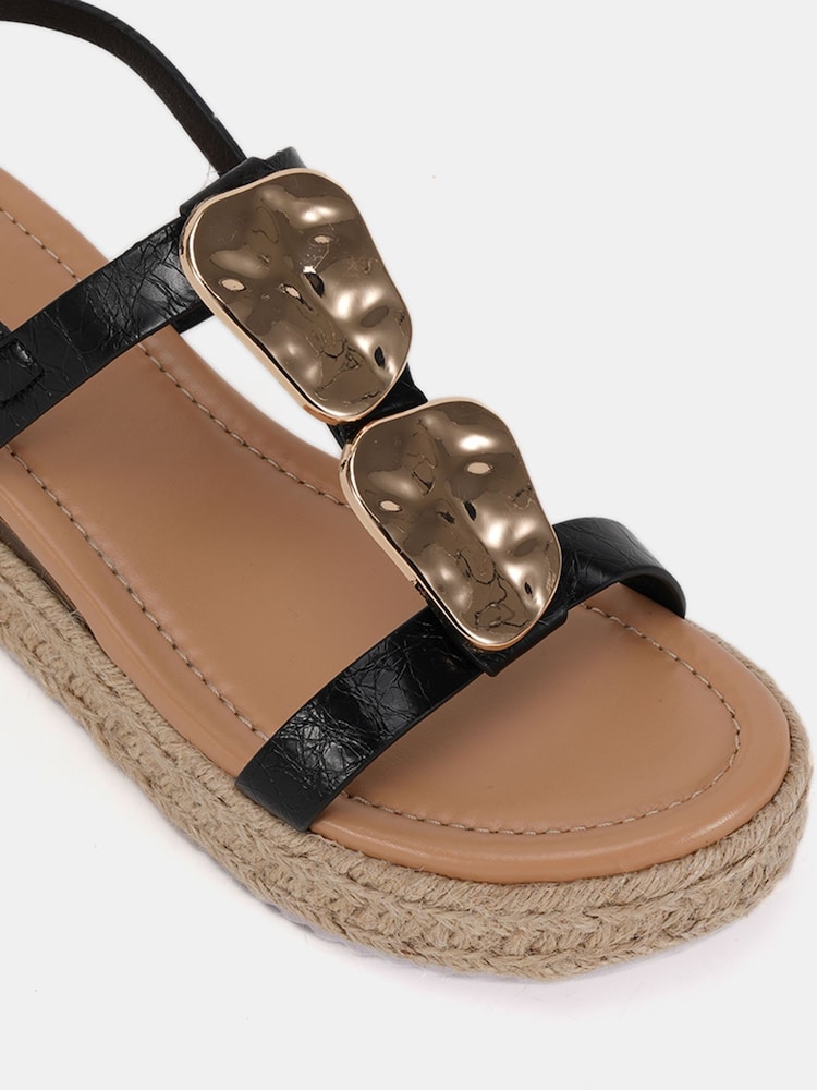 Schwarz - Novo SASKIA Hardware Detail Espadrille Flatform Sandals - Bild 7 von 7 Schwarz - Novo SASKIA Hardware Detail Espadrille Flatform Sandals - Bild 7 von 7