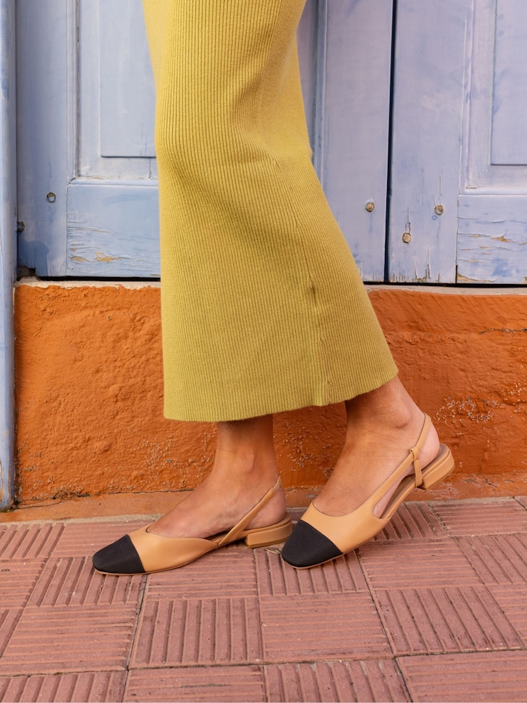 Novo Nude Wide Fit CLASSIC Slingback Flat Shoes - Image 1 of 6