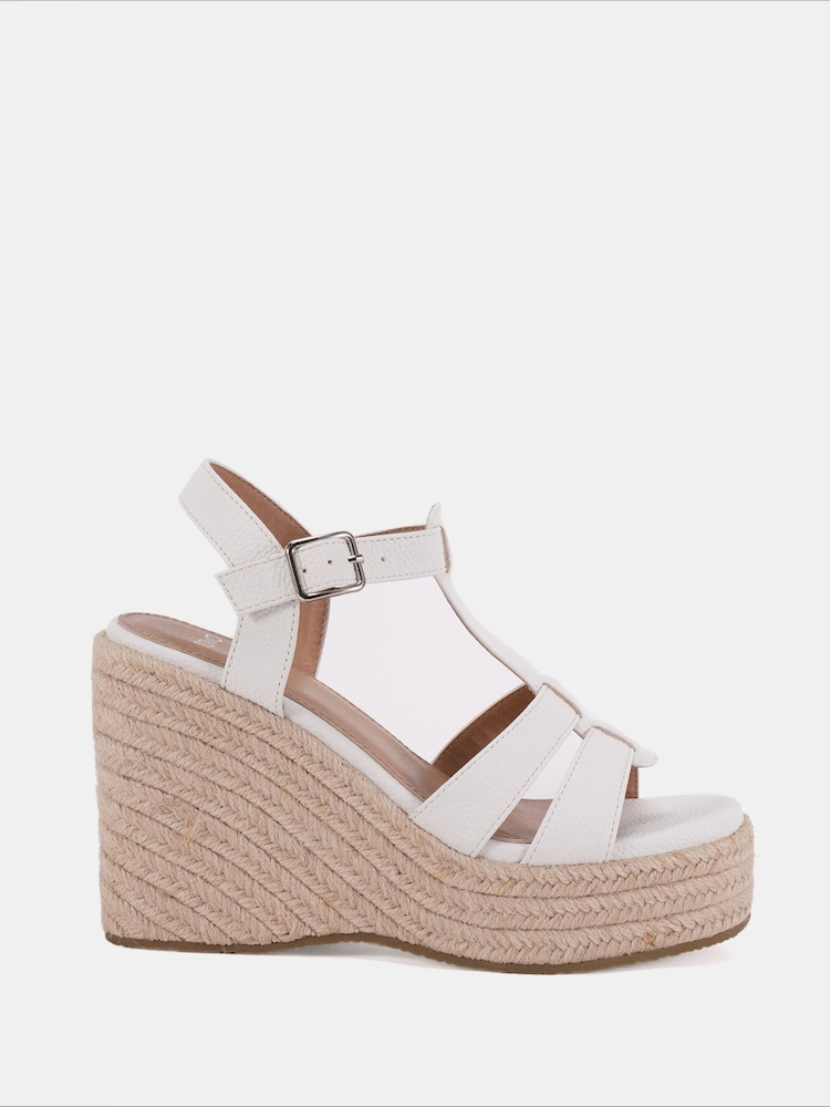 Weiß - Novo BEATRIX Tbar Wedge Espadrille Sandals - Bild 2 von 6