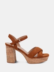 Novo Brown Wide Fit MADISON Platform Heeled Sandals - Image 2 of 6