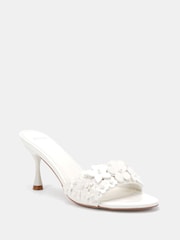 Novo White YEARNING Flower Detail Heeled Mule Sandals - Image 3 of 6