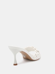 Novo White YEARNING Flower Detail Heeled Mule Sandals - Image 4 of 6