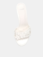 Novo White YEARNING Flower Detail Heeled Mule Sandals - Image 6 of 6