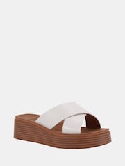 Novo White BRUNO Cross Strap Flatform Mule Sandals - Image 3 of 6