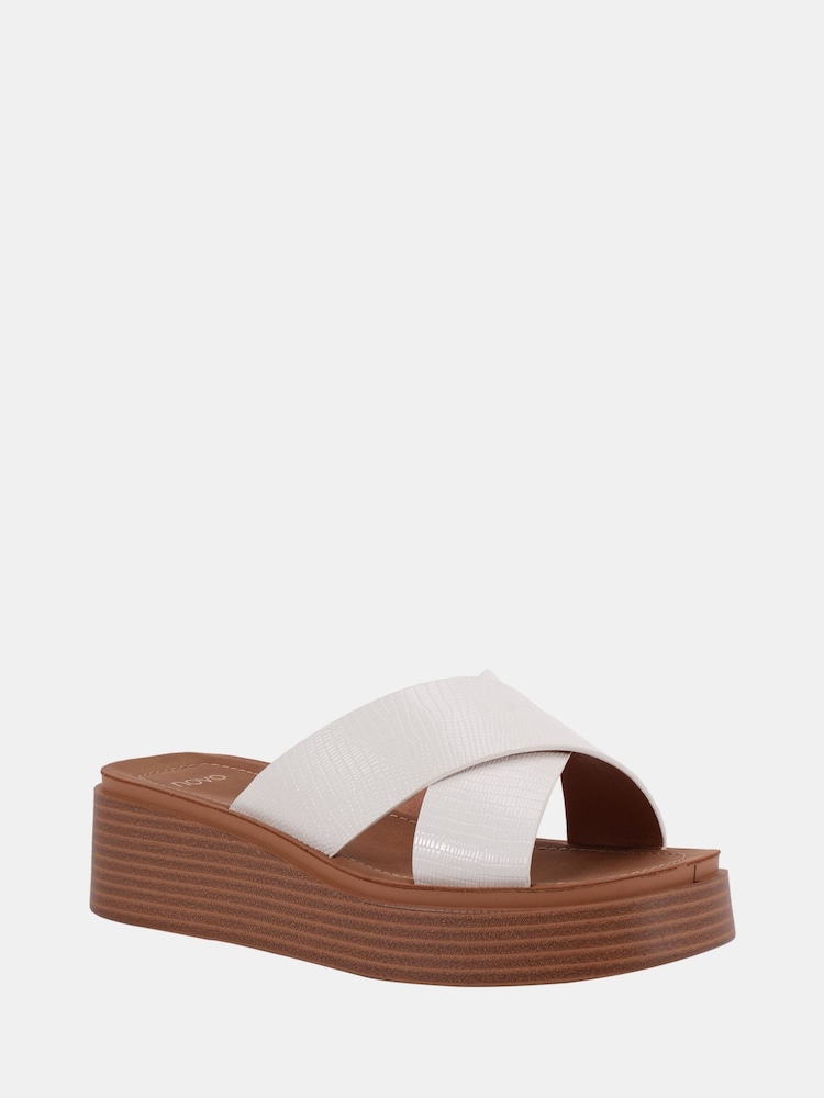 Novo White BRUNO Cross Strap Flatform Mule Sandals - Image 3 of 6