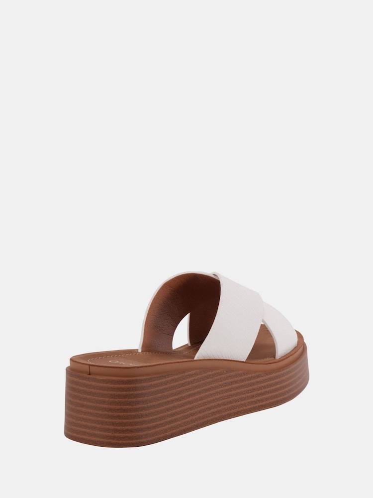 Novo White BRUNO Cross Strap Flatform Mule Sandals - Image 4 of 6