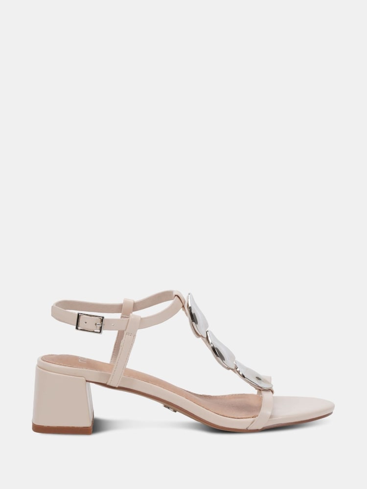 Novo Cream MAGDA Hardware Detail Block Heel Sandals - Image 2 of 6