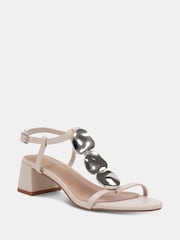 Novo Cream MAGDA Hardware Detail Block Heel Sandals - Image 3 of 6
