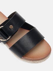 Novo Black Wide Fit SEZZADIO Double Strap Buckle Mule Espadrille Sandals - Image 6 of 6