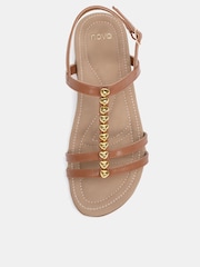 Novo Brown Wide Fit TILLY Embellished Padded Sandals - Image 5 of 6