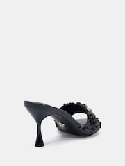 Preto - Sandálias Mule com Salto Alto e Detalhe de Flor Novo YEARNING - Imagem 4 de 6