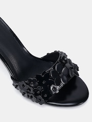 Preto - Sandálias Mule com Salto Alto e Detalhe de Flor Novo YEARNING - Imagem 5 de 6