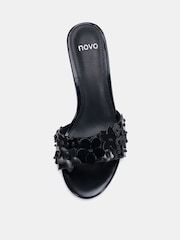 Preto - Sandálias Mule com Salto Alto e Detalhe de Flor Novo YEARNING - Imagem 6 de 6