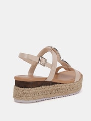 Novo Cream Wide Fit SASKIA Hardware Detail Espadrille Flatform Sandals - Image 4 of 6