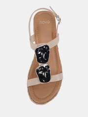 Novo Cream Wide Fit SASKIA Hardware Detail Espadrille Flatform Sandals - Image 5 of 6