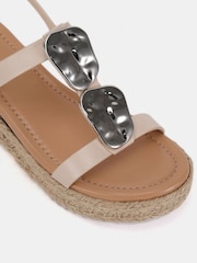 Novo Cream Wide Fit SASKIA Hardware Detail Espadrille Flatform Sandals - Image 6 of 6