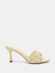 Novo Yellow YEARNING Flower Detail Heeled Mule Sandals - Image 2 of 6