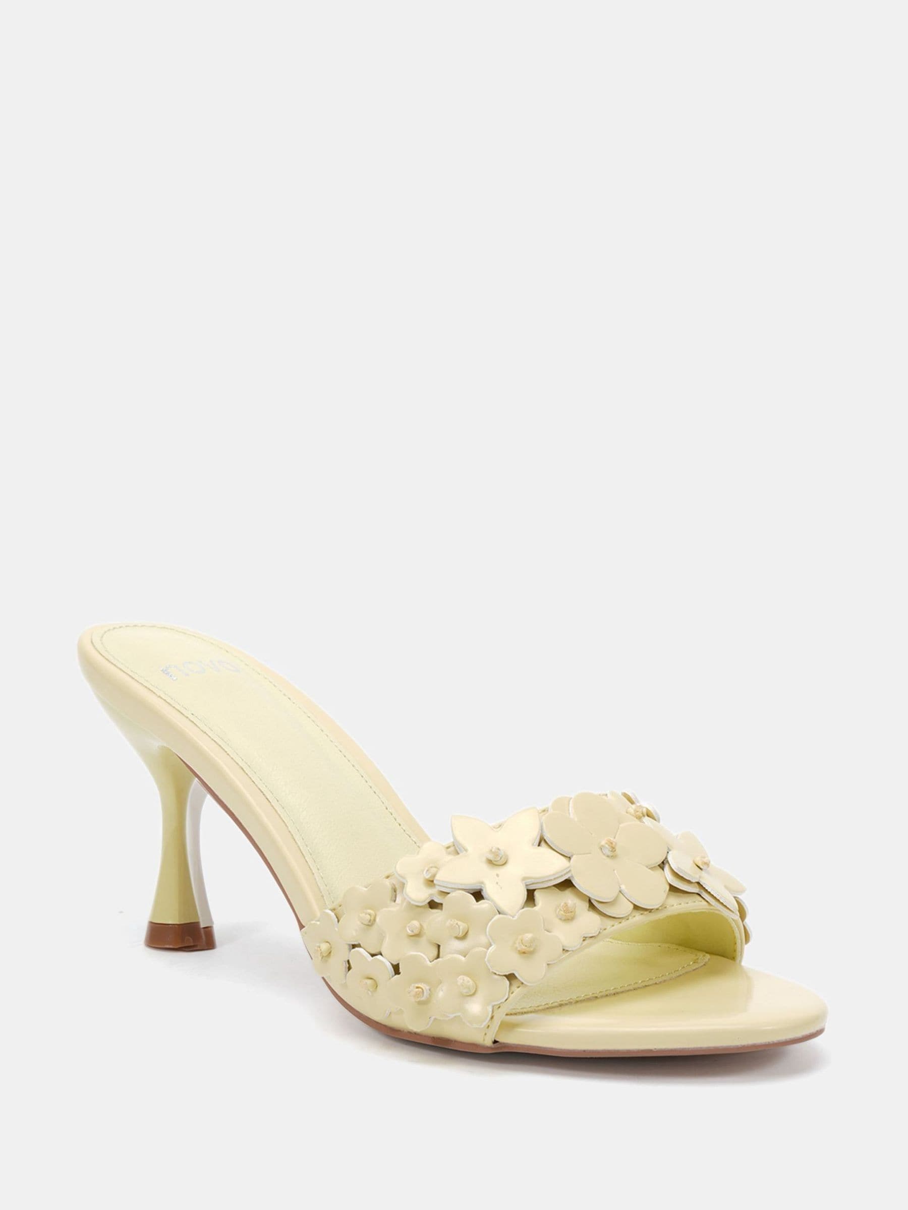 Buy Novo Yellow YEARNING Flower Detail Heeled Mule Sandals from