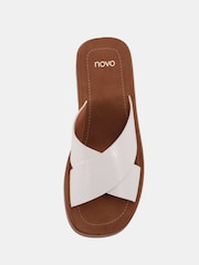 Novo White Wide Fit BRUNO Cross Strap Flatform Mule Sandals - Image 5 of 6