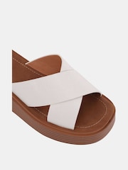 Novo White Wide Fit BRUNO Cross Strap Flatform Mule Sandals - Image 6 of 6