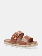 Novo Brown SEZZADIO Double Strap Buckle Mule Espadrille Sandals - Image 3 of 6