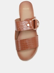 Novo Brown SEZZADIO Double Strap Buckle Mule Espadrille Sandals - Image 5 of 6