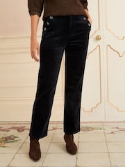 Love & Roses Navy Blue Corduroy Straight Trousers - Image 1 of 4