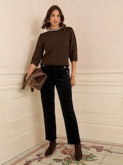 Love & Roses Navy Blue Corduroy Straight Trousers - Image 2 of 4