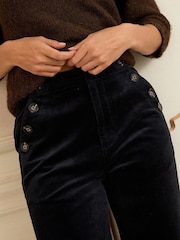 Love & Roses Navy Blue Corduroy Straight Trousers - Image 4 of 4
