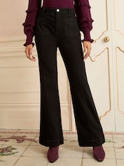 Love & Roses Black Petite Relaxed Flare Jeans - Image 1 of 5