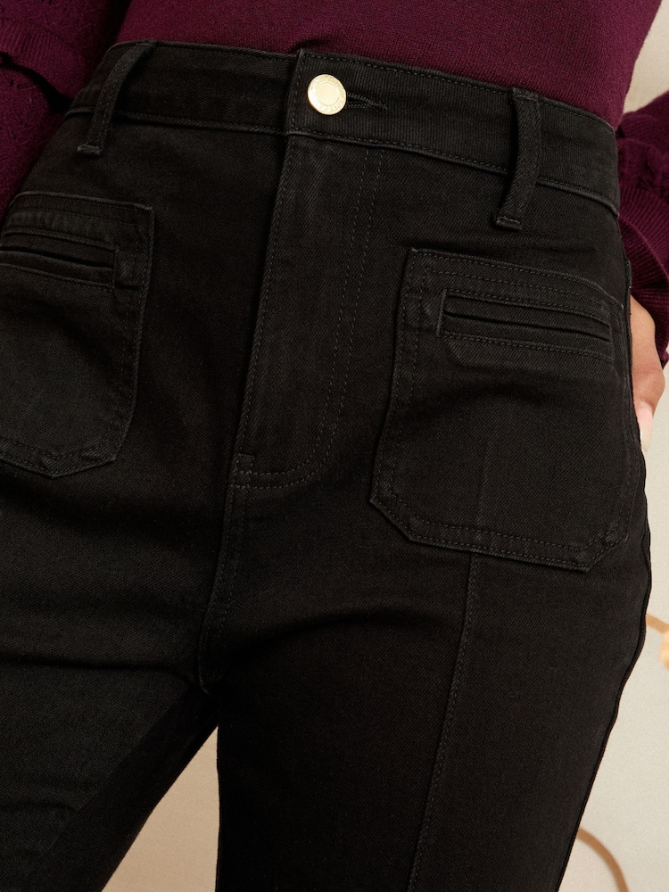 Love & Roses Black Petite Relaxed Flare Jeans - Image 2 of 5
