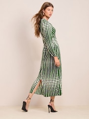 Friends Like These Green Geo Empire Long Sleeve Midi Dress - Image 7 of 11