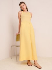 Friends Like These Yellow Drop Waist 2 in 1 Midi Dress - Image 3 of 4