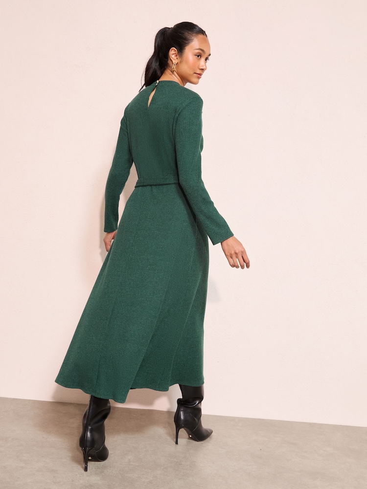 Friends Like These Green Long Sleeve Belted Cosy Mini Dress - Image 4 of 4 Friends Like These Green Long Sleeve Belted Cosy Mini Dress - Image 4 of 4
