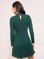 Friends Like These Green Long Sleeve Belted Cosy Mini Dress - Image 3 of 5