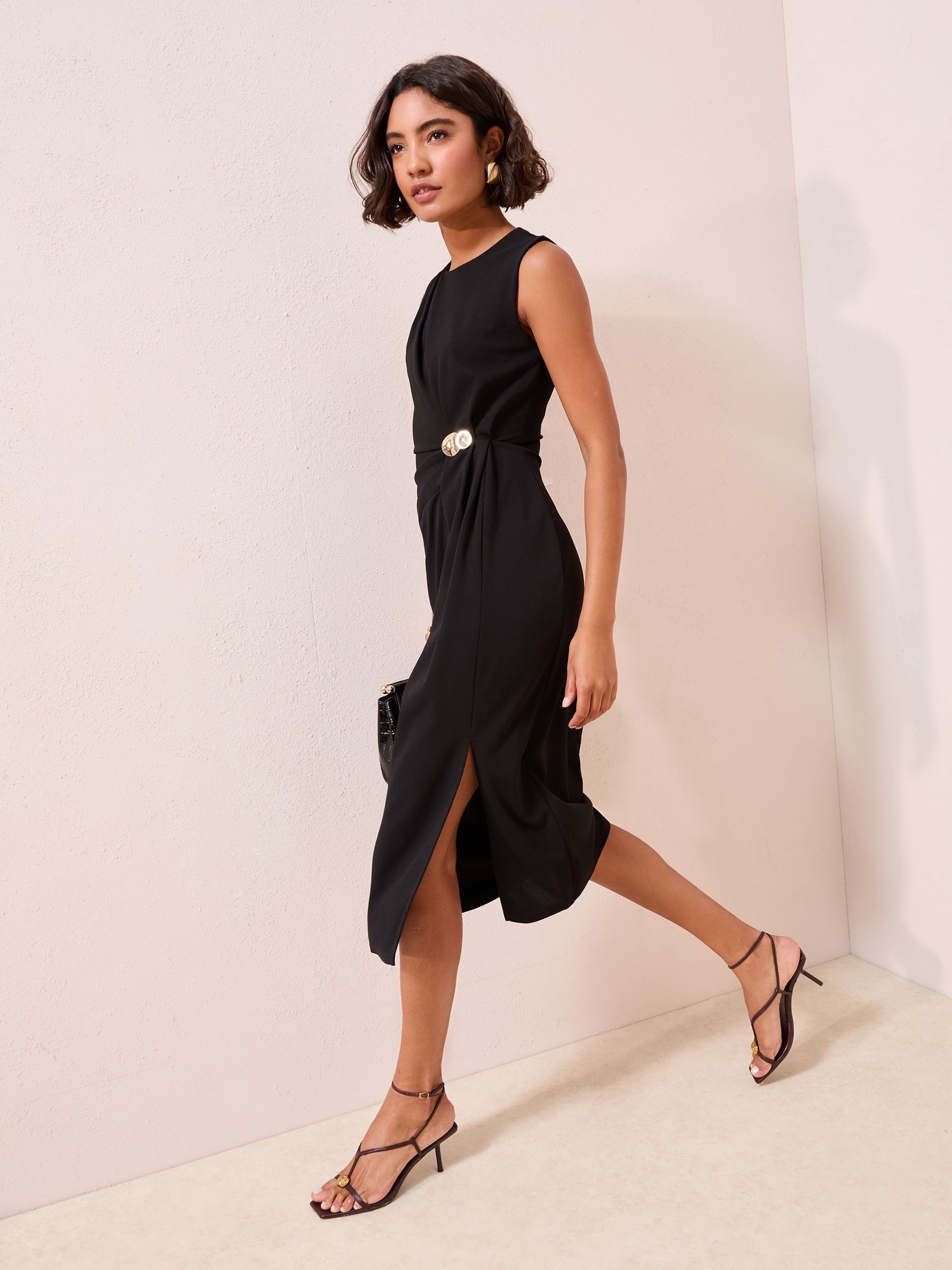 Buy Friends Like These Black Petite Sleeveless Scuba Hardware Trim