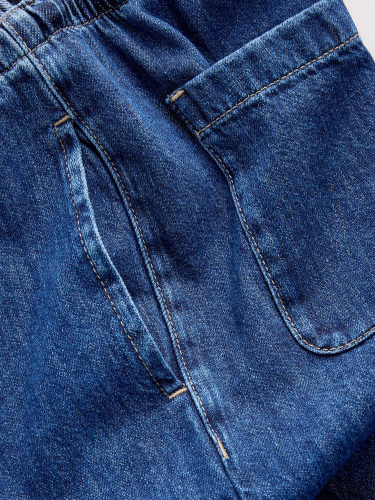Mid Blue Denim Wide Leg Pull On Drawcord Jeans - Image 2 of 6