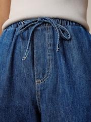 Mid Blue Denim Wide Leg Pull On Drawcord Jeans - Image 3 of 6