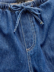 Mid Blue Denim Wide Leg Pull On Drawcord Jeans - Image 6 of 6