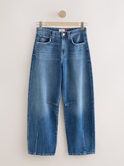 Preto lavado - Calça jeans Barrel leg com Costura Frontal - Imagem 1 de 3