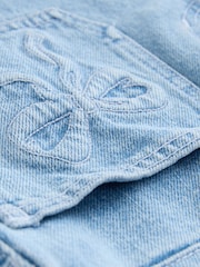 Denim Lightwash Patch Pocket Bow Shorts - Image 6 of 7