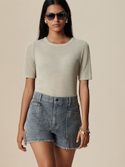 Grey Denim Cargo Pocket Shorts - Image 1 of 8