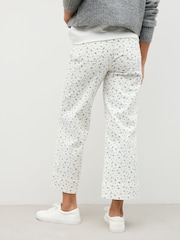 Floral Ecru Cropped Patch Pocket Jeans - Image 4 of 9