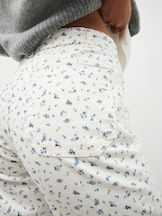 Floral Ecru Cropped Patch Pocket Jeans - Image 6 of 9