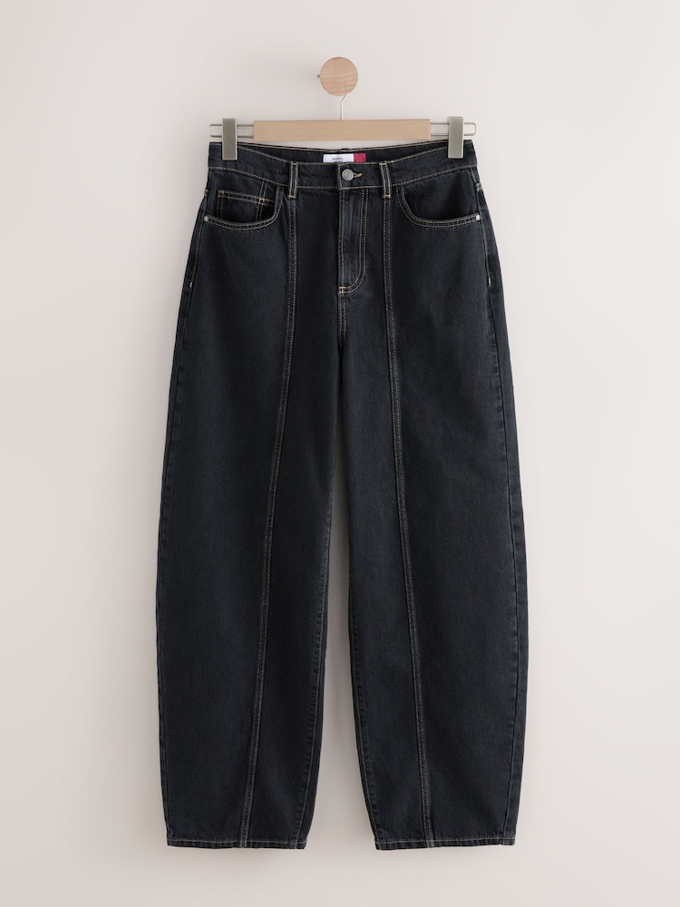 Jeans azul médio - Calça jeans Barrel leg com Costura Frontal - Imagem 1 de 3