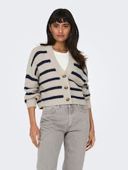 ONLY Natural Striped Long Sleeve Cardigan - Image 2 of 6
