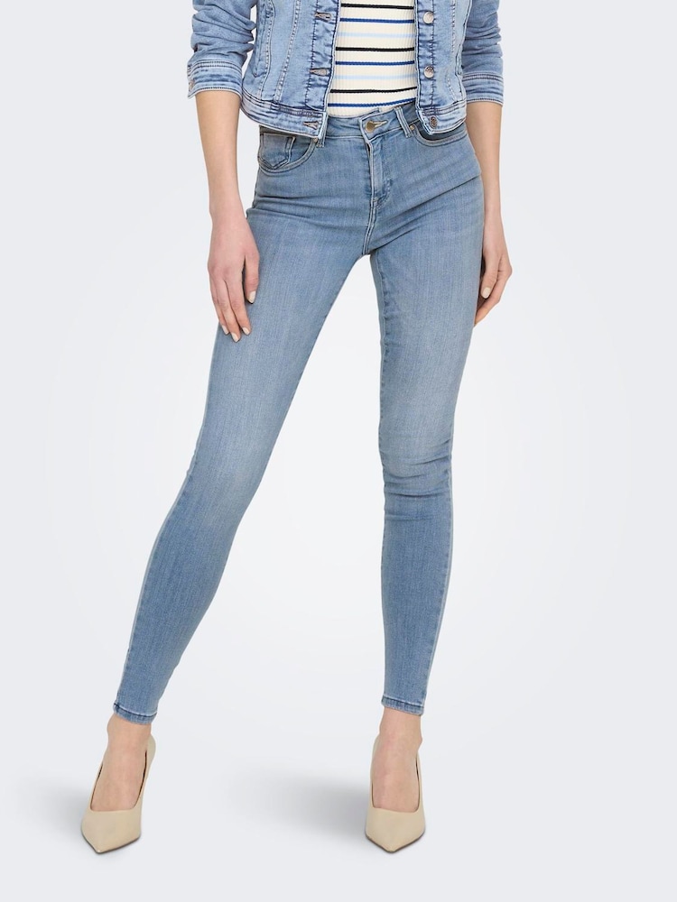 ONLY Blue Mid Rise Skinny Jeans - Image 1 of 6