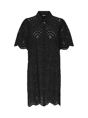 ONLY Black Broderie Anglais Shirt Dress - Image 2 of 3