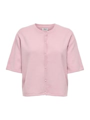 Розовый - ONLY Round Neck Short Sleeve Cardigan - Изображение 1 из 2
