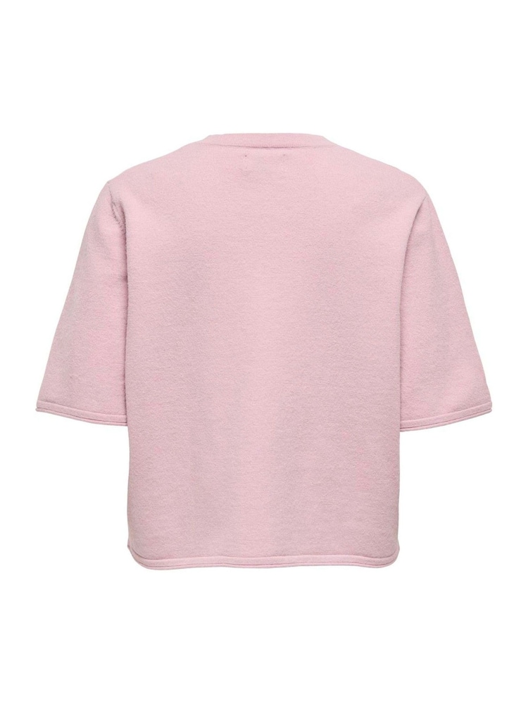 Розовый - ONLY Round Neck Short Sleeve Cardigan - Изображение 2 из 2